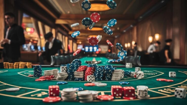 Multi-camera view of live roulette table showing wheel and betting board